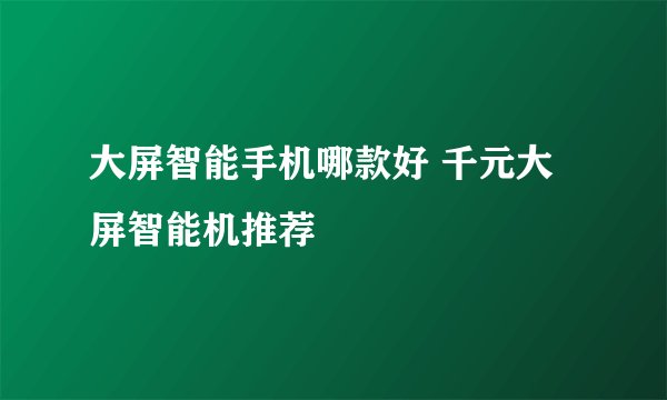大屏智能手机哪款好 千元大屏智能机推荐