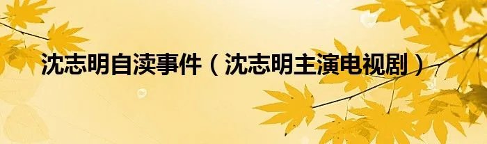 沈志明自渎事件（沈志明主演电视剧）