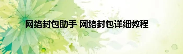 网络封包助手 网络封包详细教程