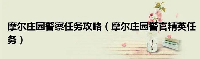 摩尔庄园警察任务攻略（摩尔庄园警官精英任务）