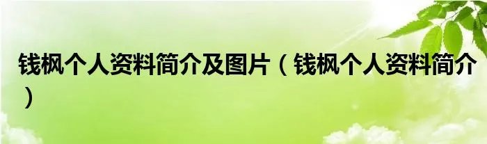 钱枫个人资料简介及图片（钱枫个人资料简介）