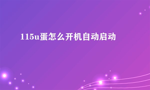 115u蛋怎么开机自动启动