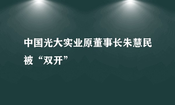中国光大实业原董事长朱慧民被“双开”