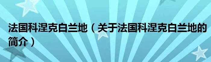 法国科涅克白兰地（关于法国科涅克白兰地的简介）