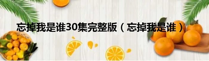 忘掉我是谁30集完整版（忘掉我是谁）