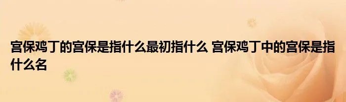 宫保鸡丁的宫保是指什么最初指什么 宫保鸡丁中的宫保是指什么名