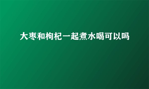 大枣和枸杞一起煮水喝可以吗