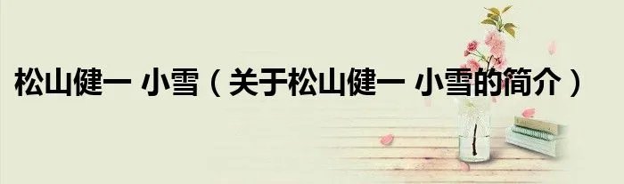 松山健一 小雪（关于松山健一 小雪的简介）