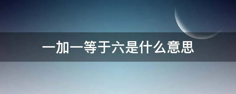一加一等于六是什么意思