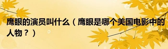鹰眼的演员叫什么（鹰眼是哪个美国电影中的人物？）