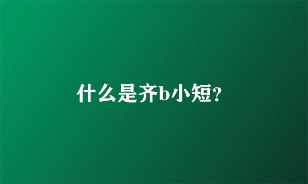 什么是齐b小短？