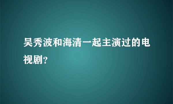 吴秀波和海清一起主演过的电视剧？