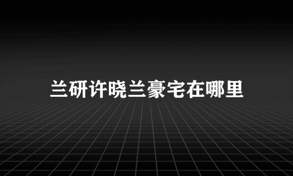 兰研许晓兰豪宅在哪里