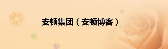 安顿集团(安顿博客)