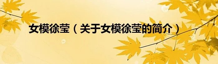 女模徐莹（关于女模徐莹的简介）