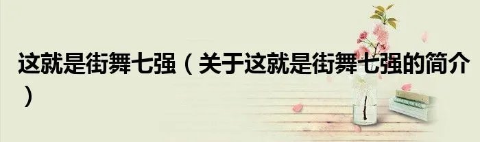 这就是街舞七强（关于这就是街舞七强的简介）