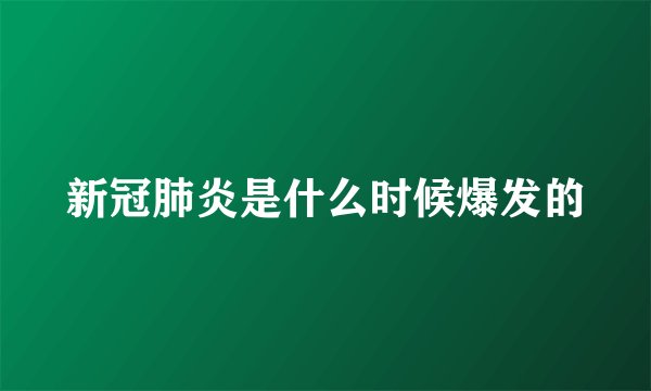 新冠肺炎是什么时候爆发的