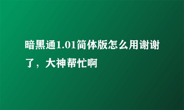 暗黑通1.01简体版怎么用谢谢了，大神帮忙啊