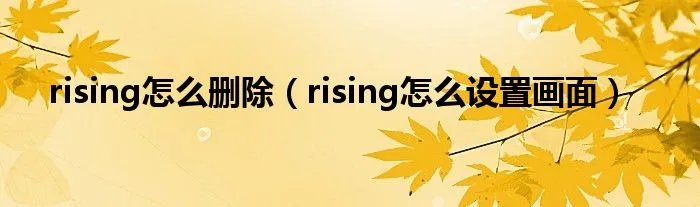rising怎么删除（rising怎么设置画面）