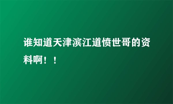 谁知道天津滨江道愤世哥的资料啊！！