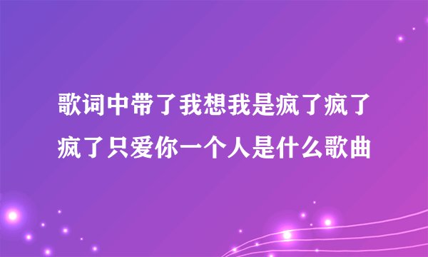 歌词中带了我想我是疯了疯了疯了只爱你一个人是什么歌曲