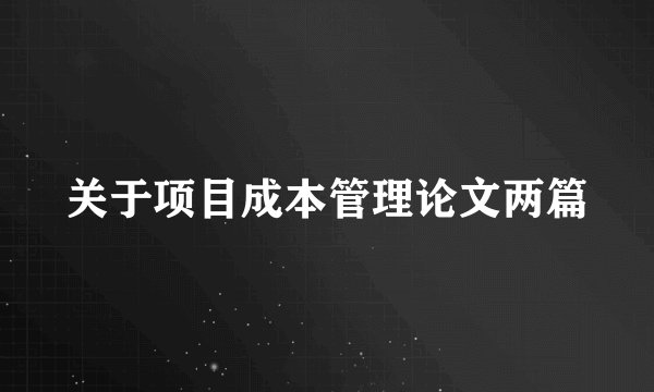 关于项目成本管理论文两篇