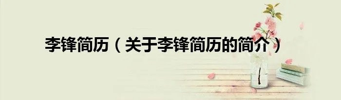 李锋简历（关于李锋简历的简介）