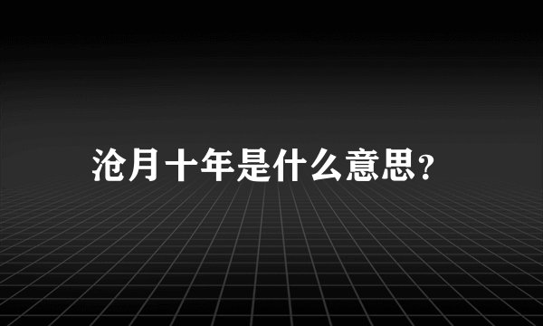 沧月十年是什么意思？