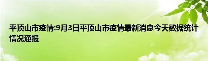 平顶山市疫情:9月3日平顶山市疫情最新消息今天数据统计情况通报