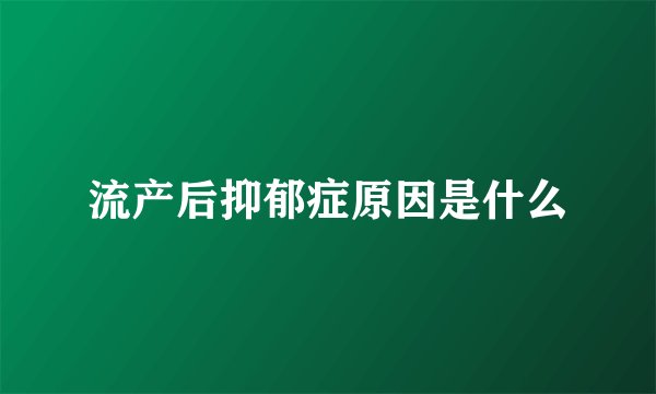 流产后抑郁症原因是什么