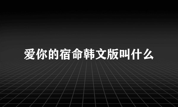 爱你的宿命韩文版叫什么
