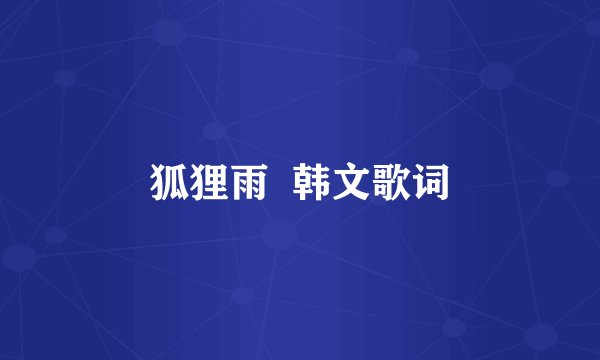 狐狸雨  韩文歌词