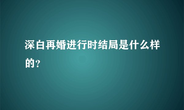 深白再婚进行时结局是什么样的？