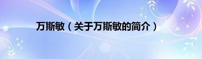 万斯敏（关于万斯敏的简介）