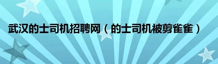 武汉的士司机招聘网（的士司机被剪雀雀）
