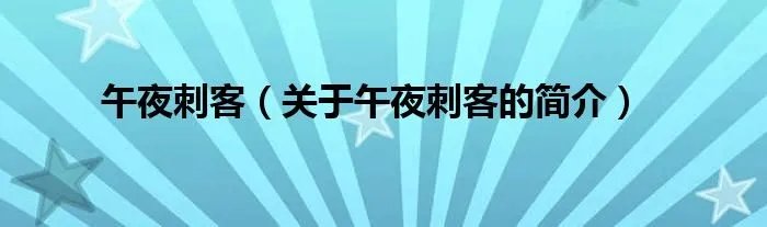 午夜刺客（关于午夜刺客的简介）