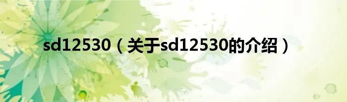sd12530（关于sd12530的介绍）