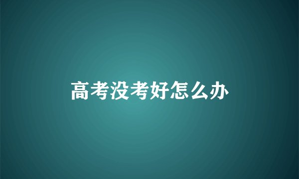 高考没考好怎么办