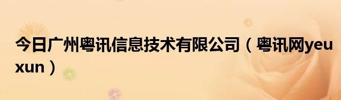 今日广州粤讯信息技术有限公司(粤讯网yeuxun)