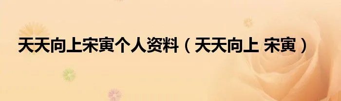 天天向上宋寅个人资料（天天向上 宋寅）