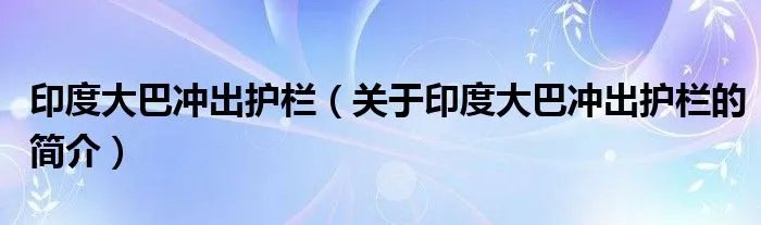 印度大巴冲出护栏（关于印度大巴冲出护栏的简介）
