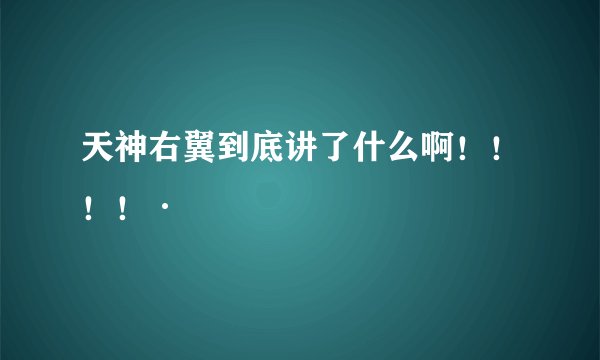 天神右翼到底讲了什么啊！！！！·