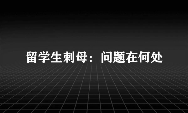 留学生刺母：问题在何处