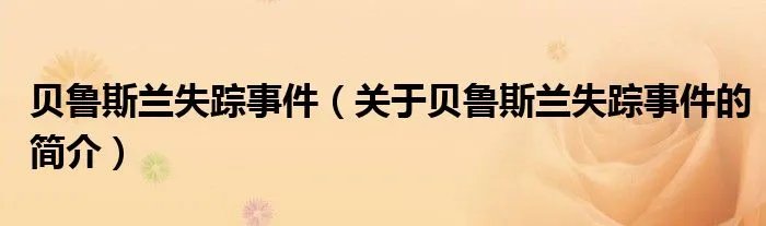 贝鲁斯兰失踪事件（关于贝鲁斯兰失踪事件的简介）