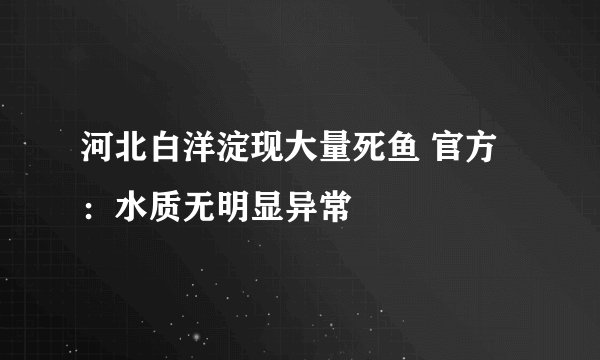 河北白洋淀现大量死鱼 官方：水质无明显异常