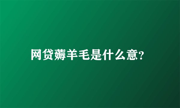 网贷薅羊毛是什么意？