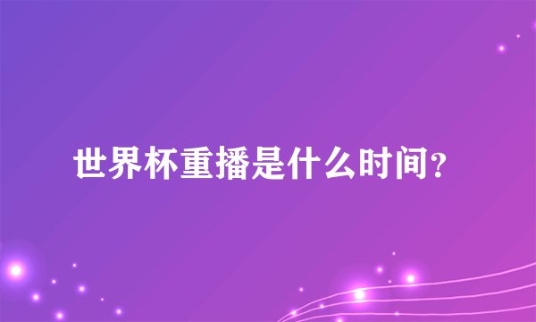 世界杯重播是什么时间？