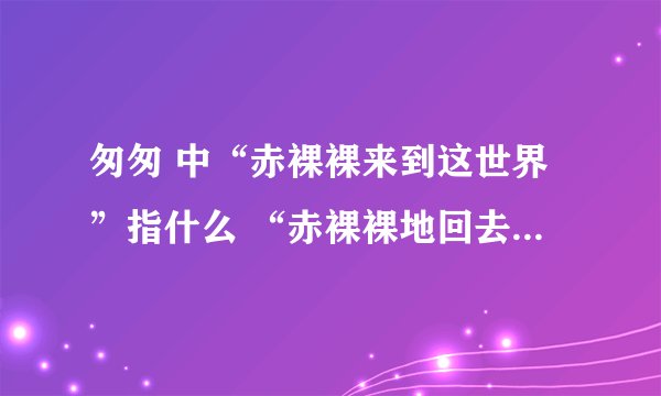 匆匆 中“赤裸裸来到这世界”指什么 “赤裸裸地回去”指的又是什么？