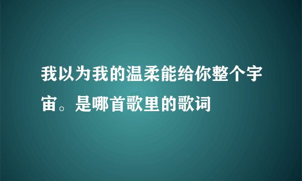 我以为我的温柔能给你整个宇宙。是哪首歌里的歌词