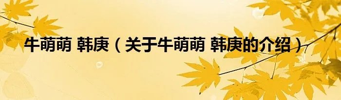 牛萌萌 韩庚（关于牛萌萌 韩庚的介绍）
